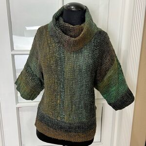 Fever Women's Cowl Neck Sweater in Olive Green & Brown